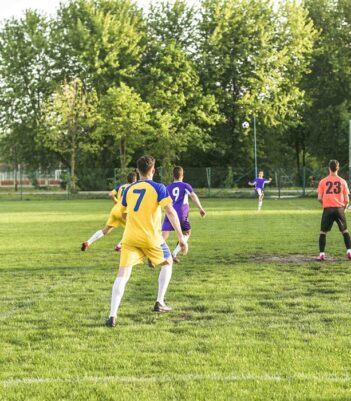 Amateur football concept with match scene